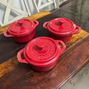 Staub Cherry Red Cocotte Trio